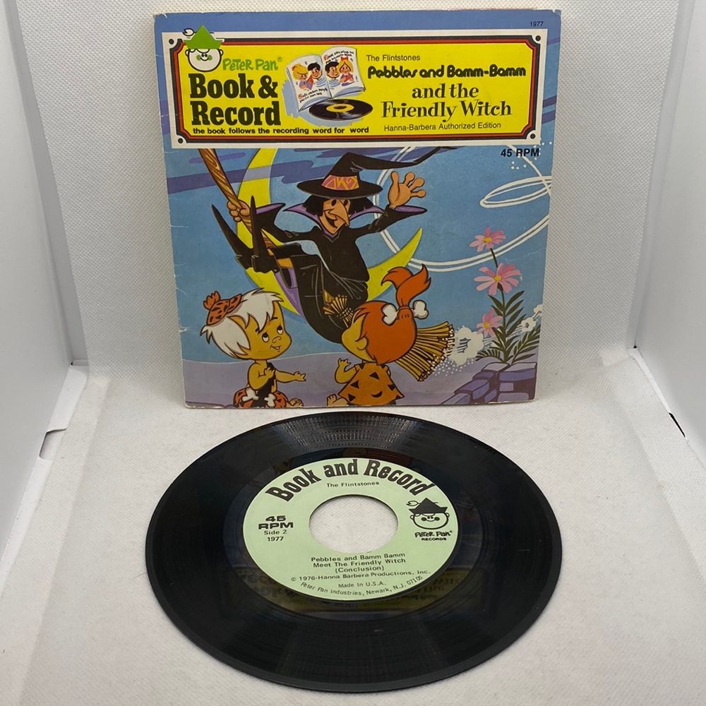 The Flintstones Pebbles and Bamm-Bamm and the Friendly Witch Book & Record 1977